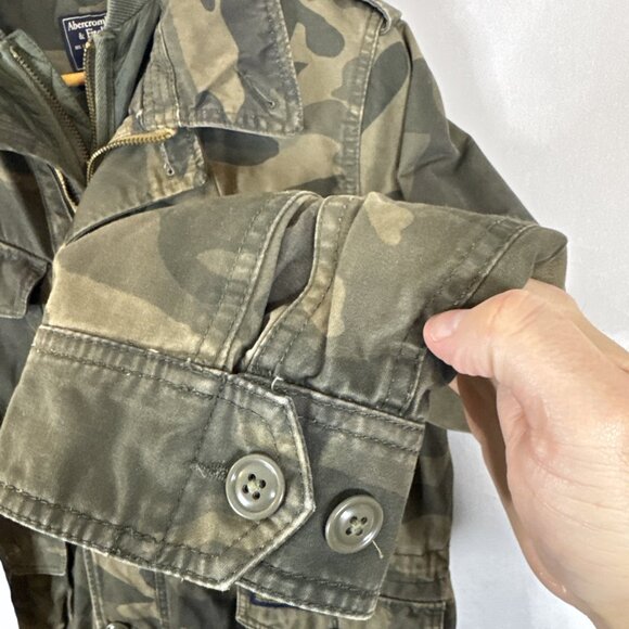Abercrombie & Fitch Men’s Camo Military Field Jacket XS Army Green Cotton Lined - Picture 2 of 9